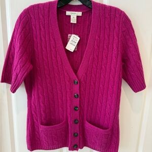 Pink cashmere short sleeve cardigan NWT